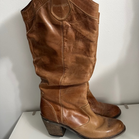 Aldo Shoes - Aldo Brown Leather Western/Cowboy Boots (37)